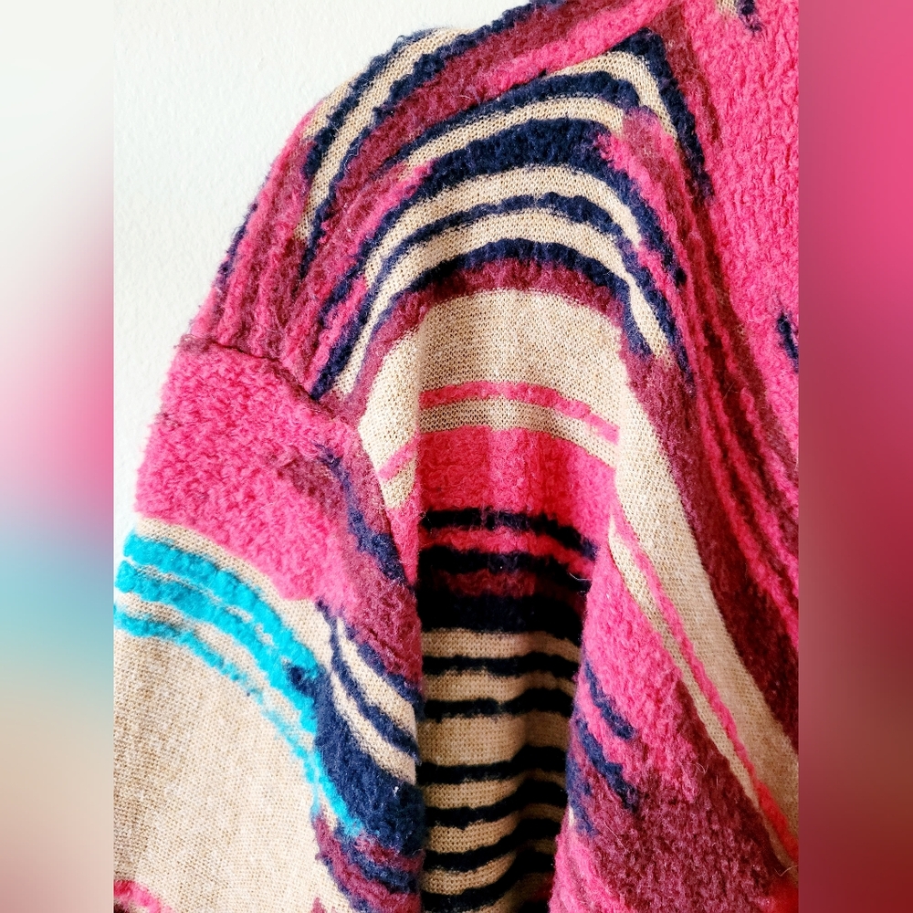 Lucky Brand Aztec Vibrant Striped Cotton Blend Drape Hi-Lo Cardigan 3X - Picture 4 of 16